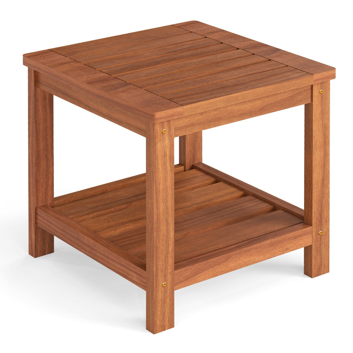 Livsk costway tafel voor binnen en buiten met 2 niveaus houten salontafel met opbergplank kleine salontafel in boerderijstijl 1
