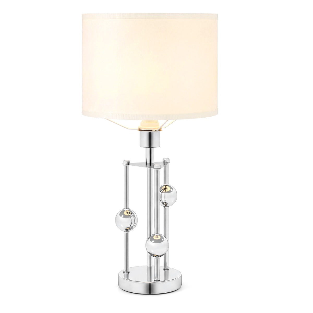 Livsk costway tafellamp nachtlampje bureaulamp met e27 fitting lampenkap van linnen en decoratieve bolletjes moderne nachtlamp 1