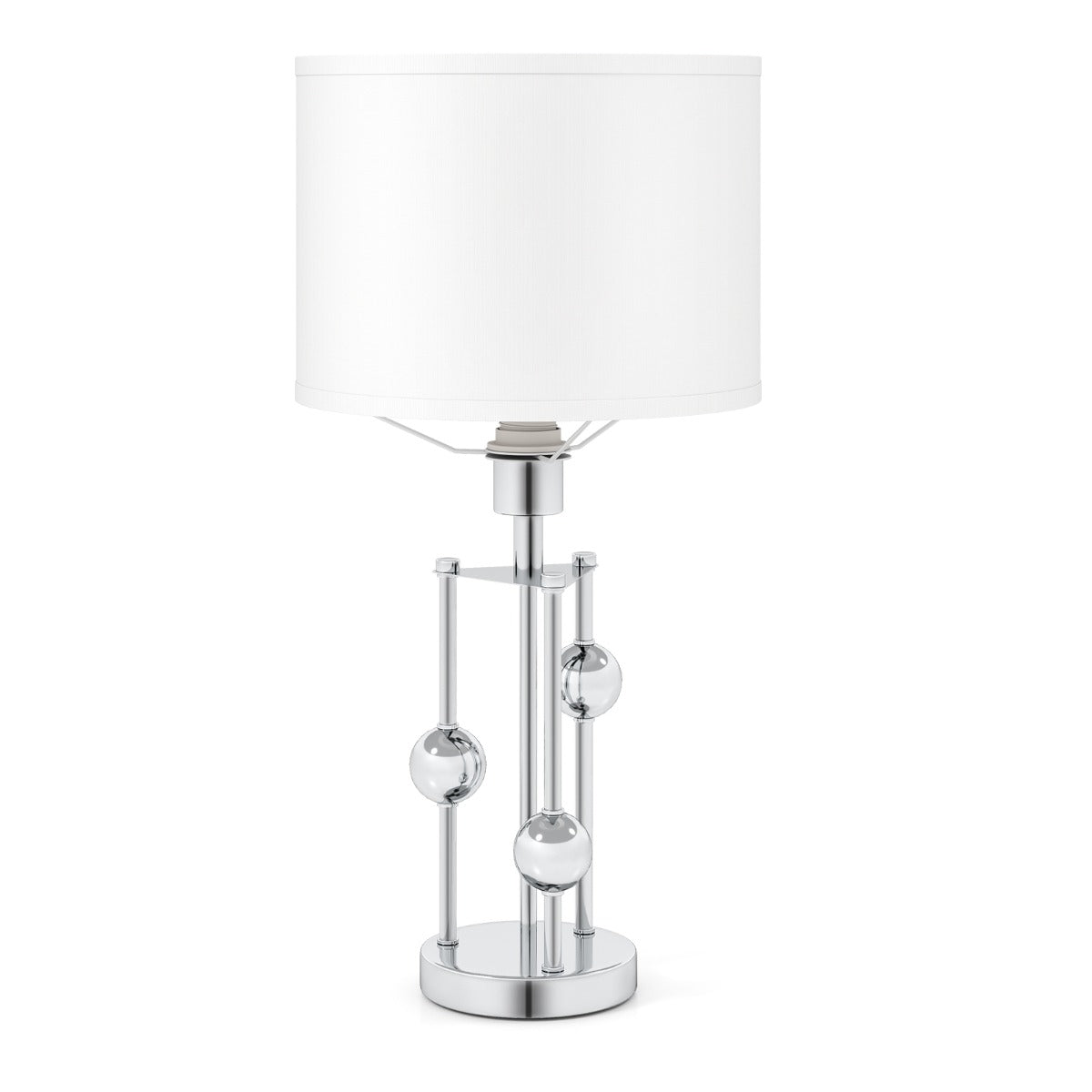 Livsk costway tafellamp nachtlampje bureaulamp met e27 fitting lampenkap van linnen en decoratieve bolletjes moderne nachtlamp
