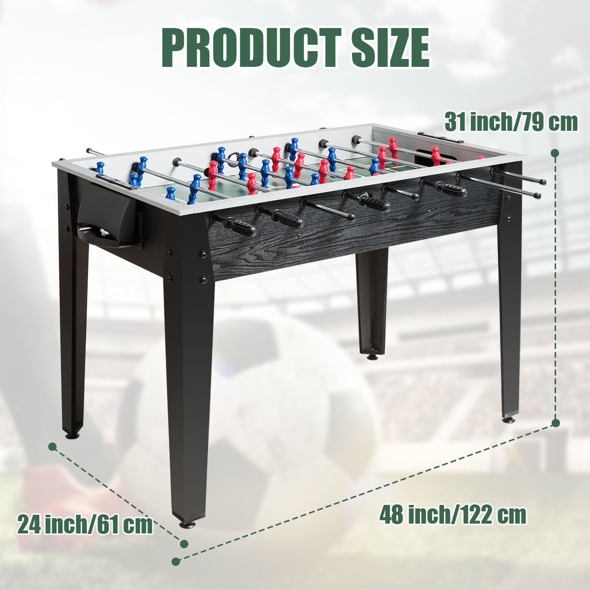 LIVSK Tafelvoetbaltafel - Wedstrijdformaat - Hoogwaardige MDF - Antislip Handgrepen - Inclusief 2 Ballen en 22 Spelers - Zwart