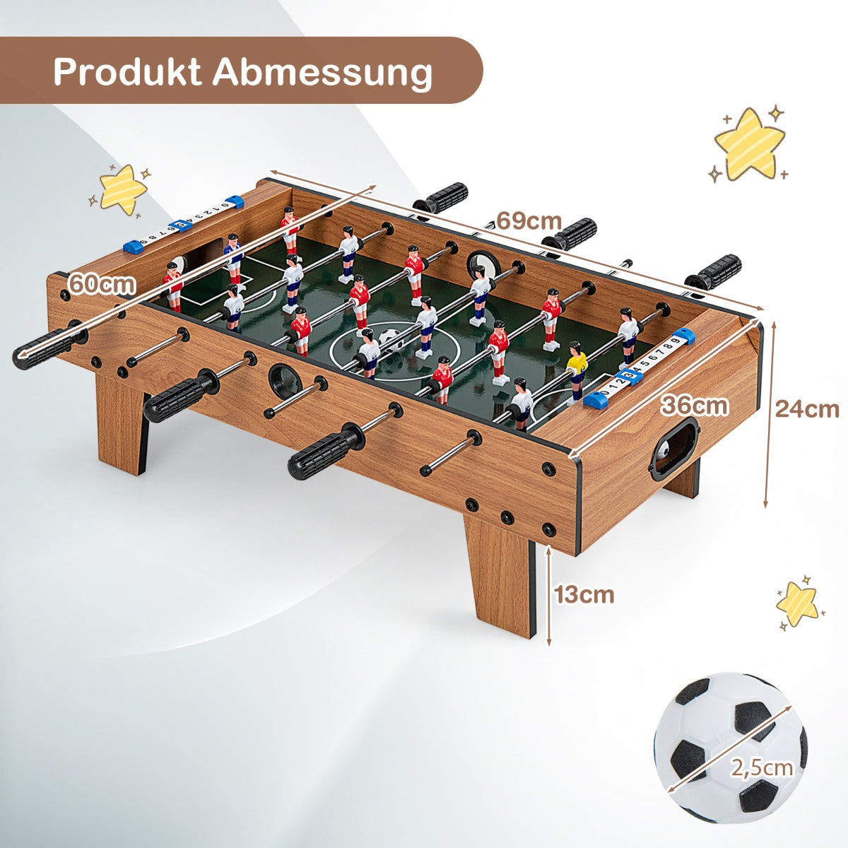 LIVSK Tafelvoetbaltafel voor Volwassenen - Hoogwaardig MDF - Ergonomisch Handvat - Ideaal voor Feestjes - 69 x 36 x 24 cm -
