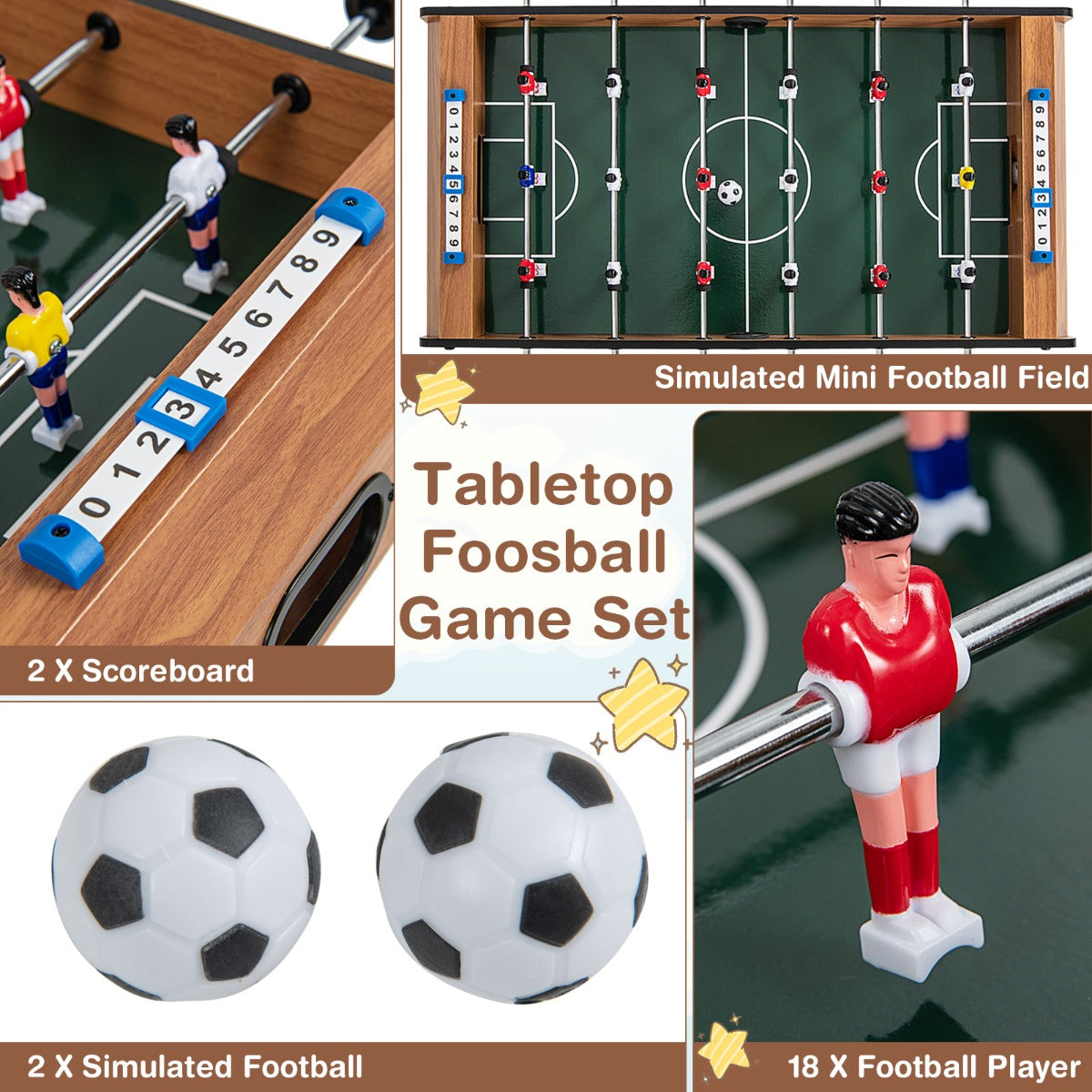 LIVSK Tafelvoetbaltafel voor Volwassenen - Hoogwaardig MDF - Ergonomisch Handvat - Ideaal voor Feestjes - 69 x 36 x 24 cm -