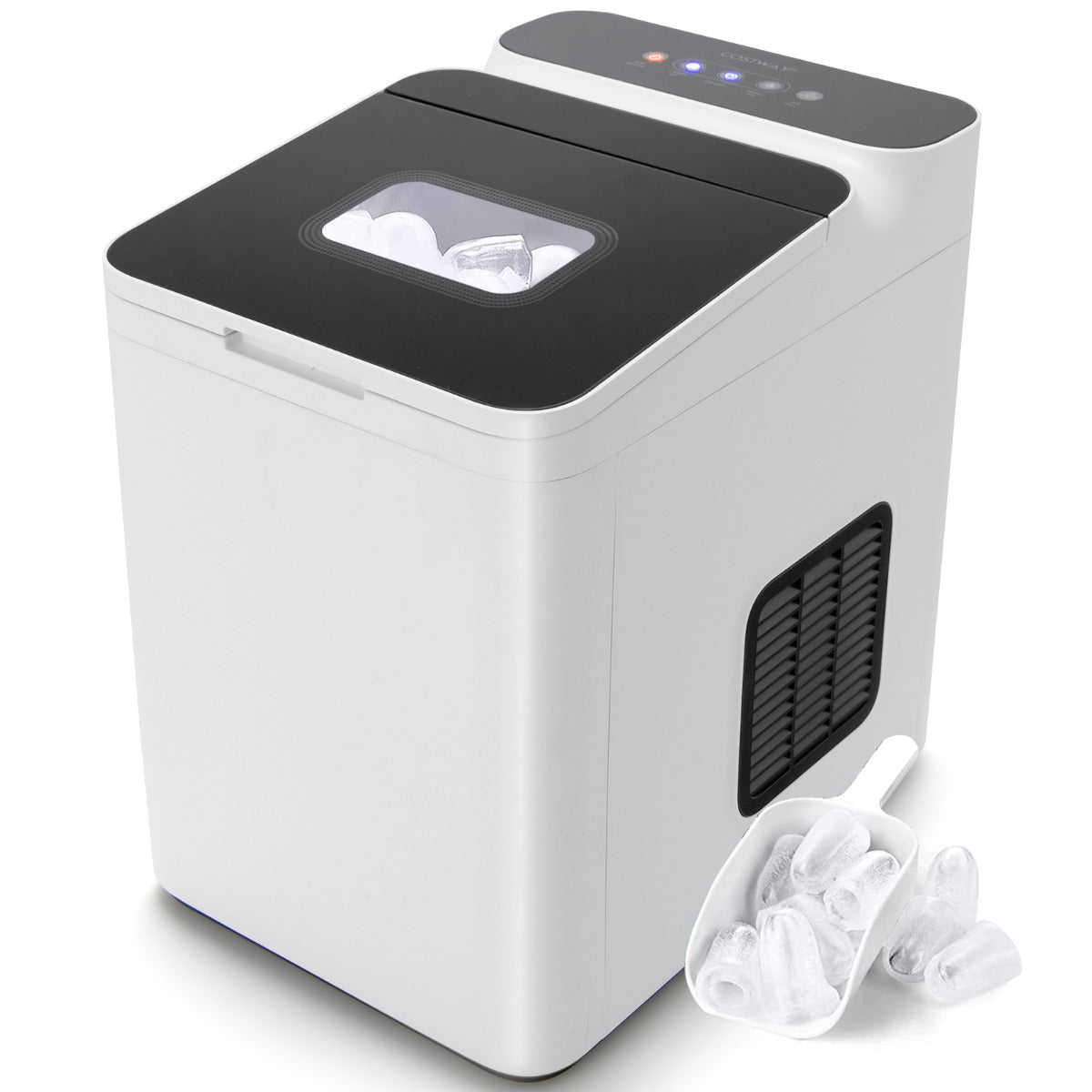LIVSK IJsblokjesmachine - Snelle 6-min Cyclus - 15 kg Per Dag - Ronde Kogelijsblokjes - Zelfreinigend - Wit