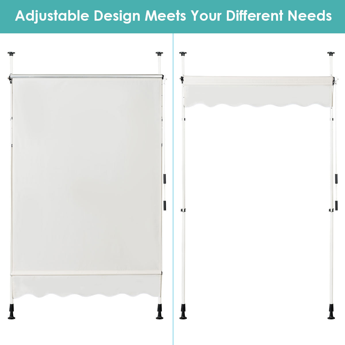 LIVSK Intrekbare Zonneluifel - Waterdicht & UV-Bestendig - Verstelbaar met Handzwengel - 150 x 120 cm - Beige