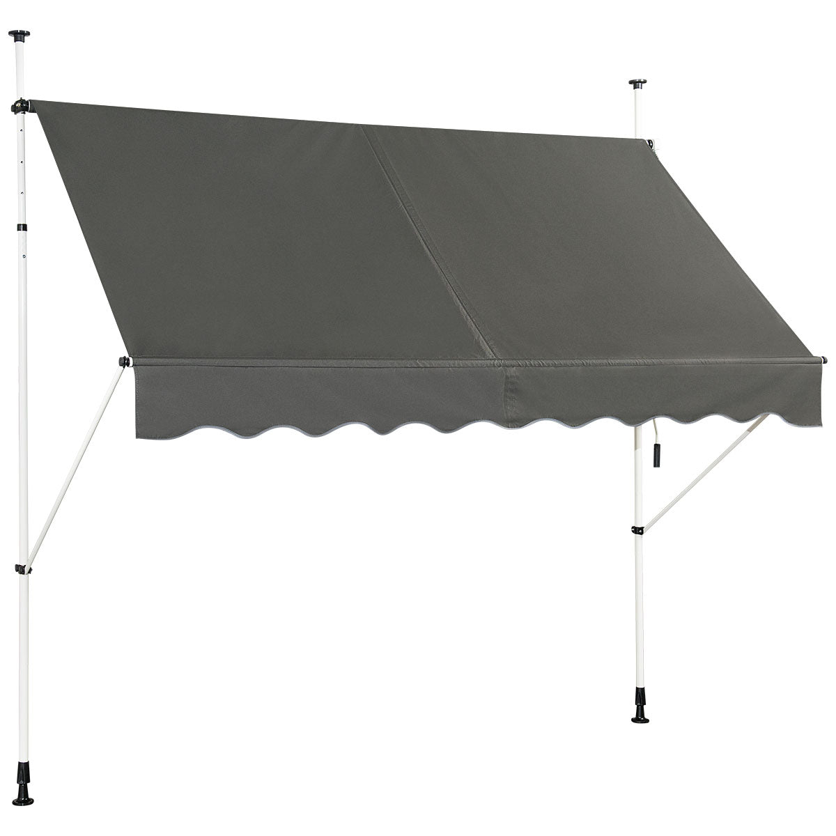 LIVSK Intrekbare Zonneluifel - Waterdicht met Aluminium Frame - Verstelbare Hoogte en Hoek - 250 x 120 cm - Grijs