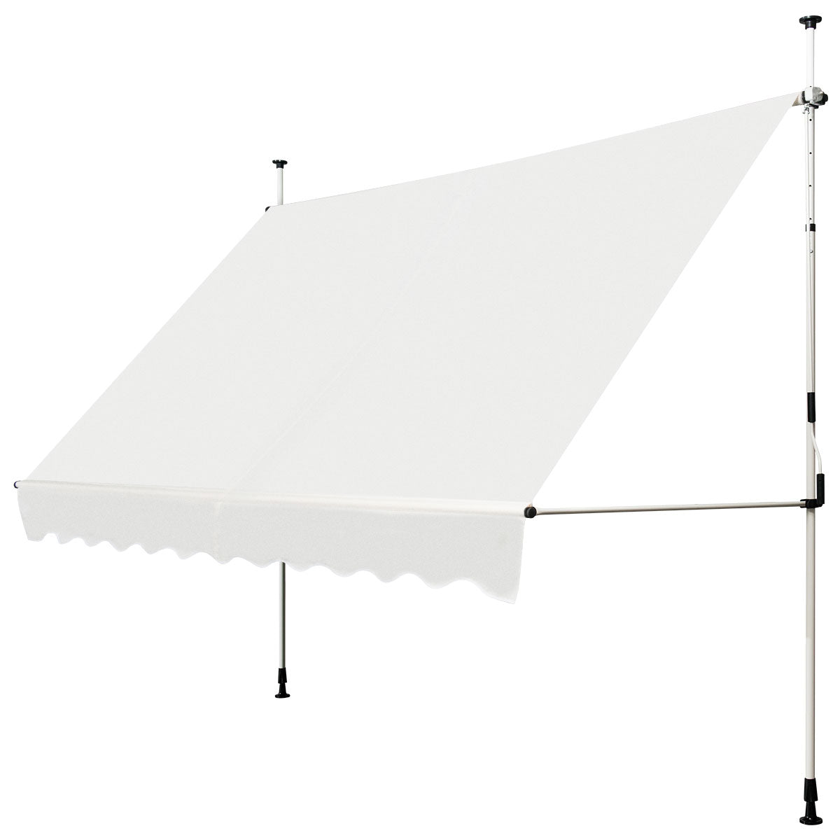 LIVSK Intrekbare Zonneluifel - Weerbestendig - Verstelbare Hoogte en Hoek - Aluminium en Oxford Stof - 300 x 120 cm - Beige