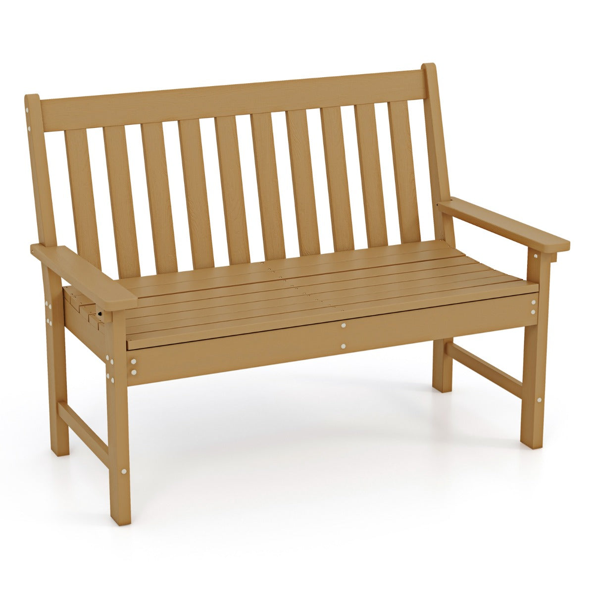 LIVSK Tuinbank HDPE - Weerbestendig en Waterdicht - Ondersteunt tot 320 kg - Comfortabele Zitting voor 2 Personen - Bruin