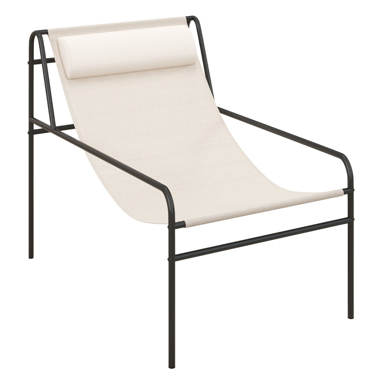 LIVSK Loungestoel met Afneembaar Hoofdsteunkussen - Ademend en Sneldrogend - Stevig Metalen Frame - Tot 160 kg - 94 x 62 x 76 cm