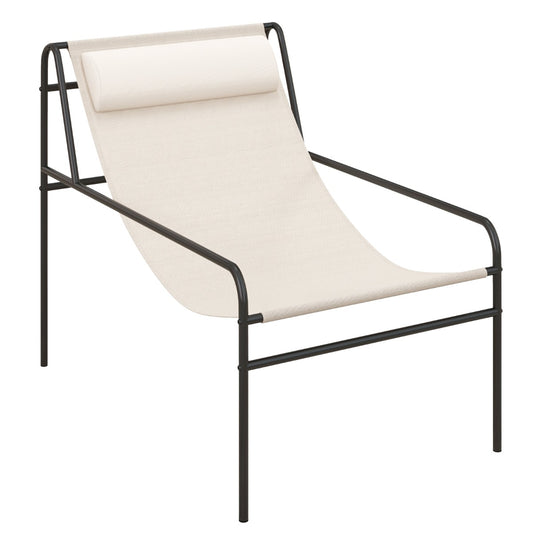 LIVSK Loungestoel met Afneembaar Hoofdsteunkussen - Ademend en Sneldrogend - Stevig Metalen Frame - Tot 160 kg - 94 x 62 x 76 cm