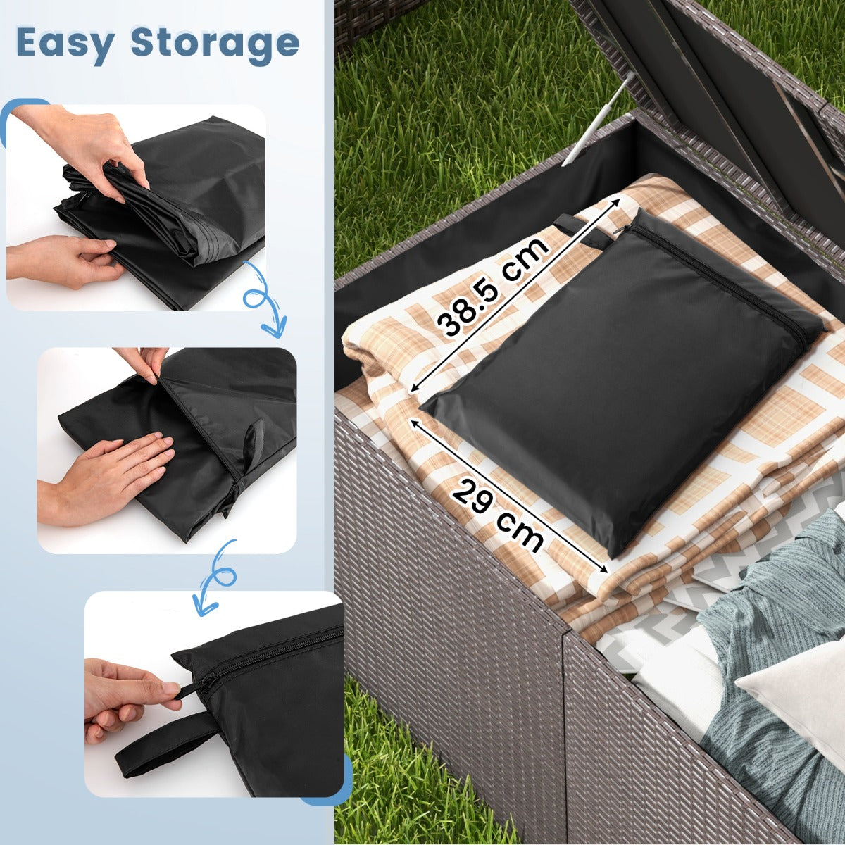Livsk costway terrasverwarminghoes met ritssluiting en opbergtas beschermhoes voor verwarming 220 x 865 x 485 cm zwart 2
