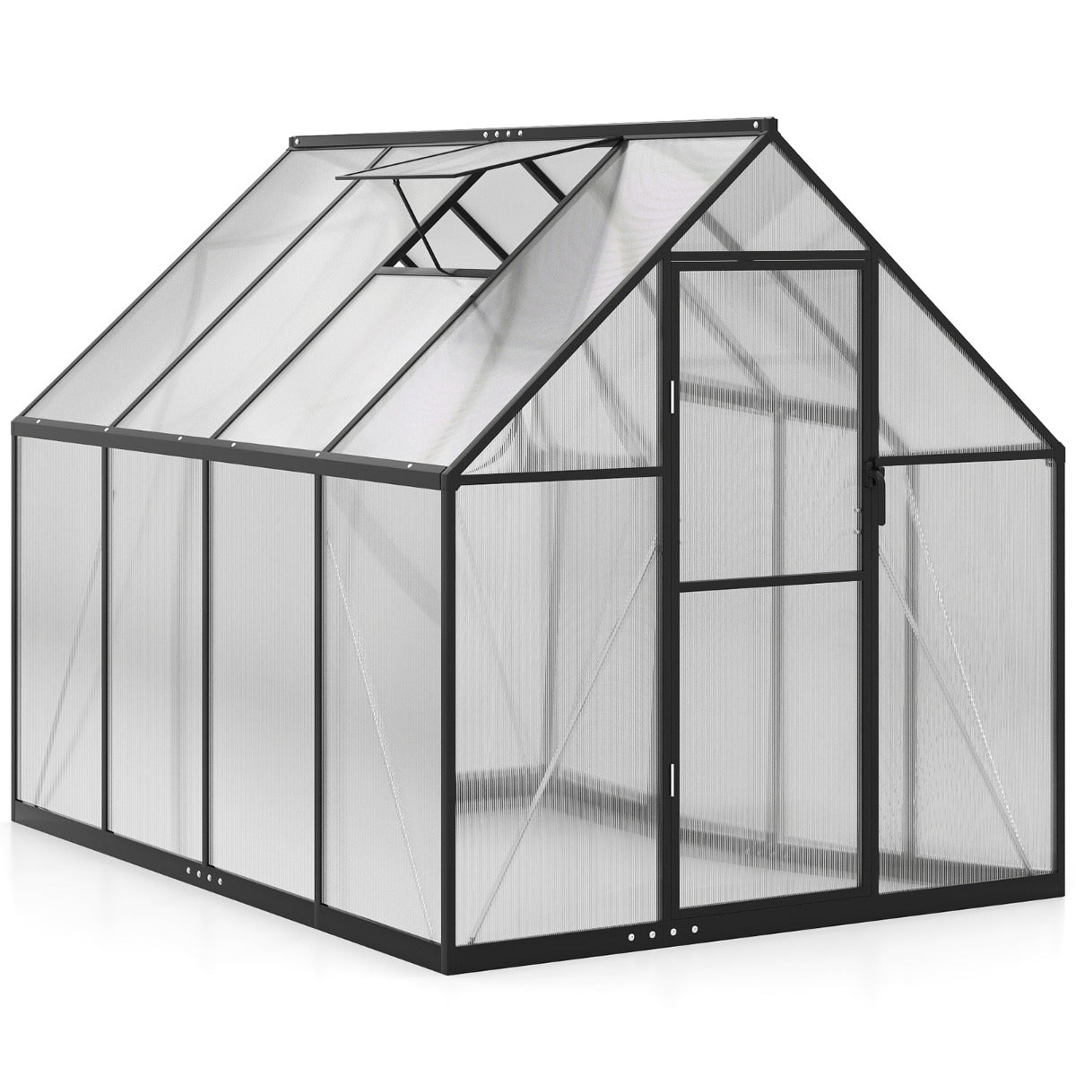 LIVSK mini-kas om in te lopen - Ventileerbaar dakraam - Aluminiumlegering Frame - 250 x 190 x 195 cm - Transparant/zwart