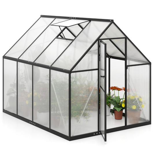 LIVSK mini-kas om in te lopen - Ventileerbaar dakraam - Aluminiumlegering Frame - 250 x 190 x 195 cm - Transparant/zwart