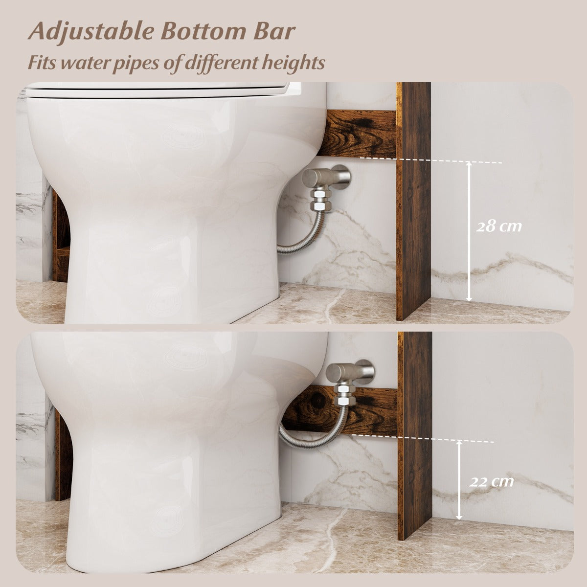 Livsk costway toiletkast vrijstaande badkamerkast bovenkast voor badkamer en wasruimte badkamerrek van hout 4