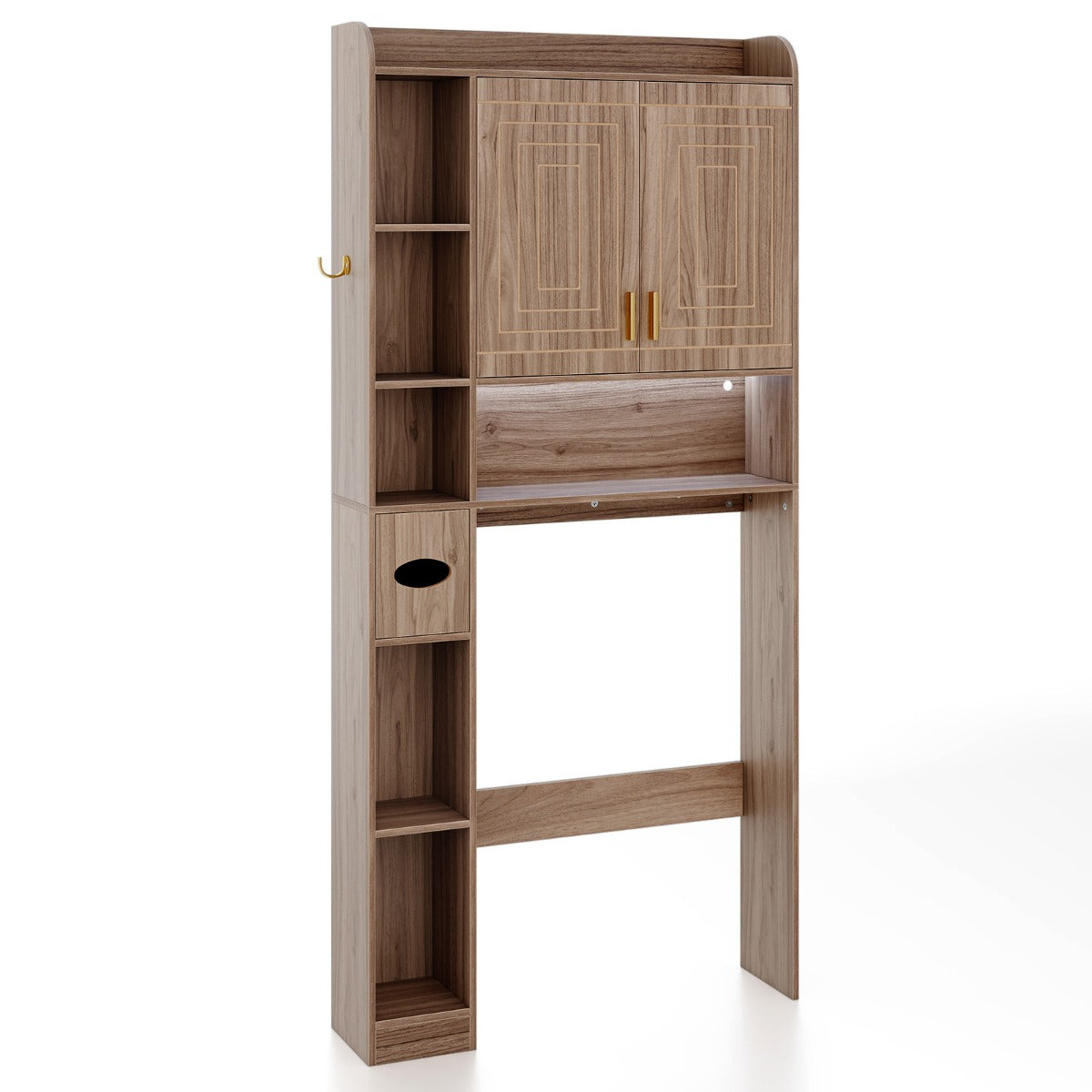 Livsk costway toiletkast vrijstaande badkamerkast bovenkast voor badkamer en wasruimte badkamerrek van hout grijs