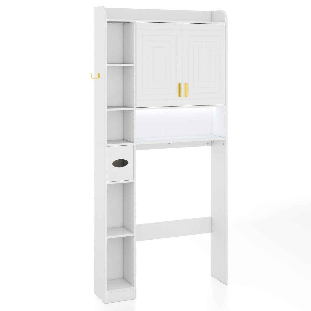 Livsk costway toiletkast vrijstaande badkamerkast bovenkast voor badkamer en wasruimte badkamerrek van hout wit