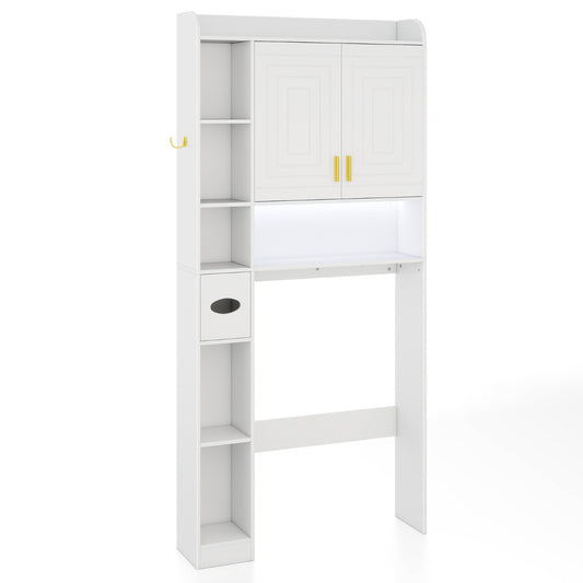 Livsk costway toiletkast vrijstaande badkamerkast bovenkast voor badkamer en wasruimte badkamerrek van hout wit