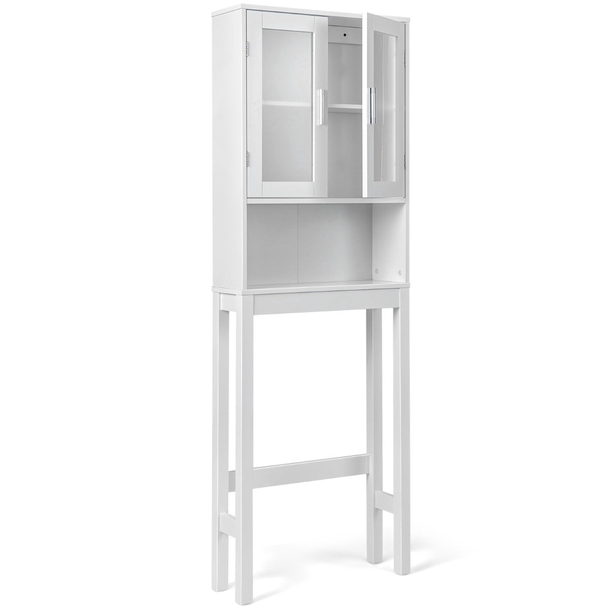 LIVSK Toiletopbergkast - Verstelbare Plank - Ruime Opbergruimte - Muurbevestiging - Duurzaam MDF - 58 x 19 x 170 cm - Wit