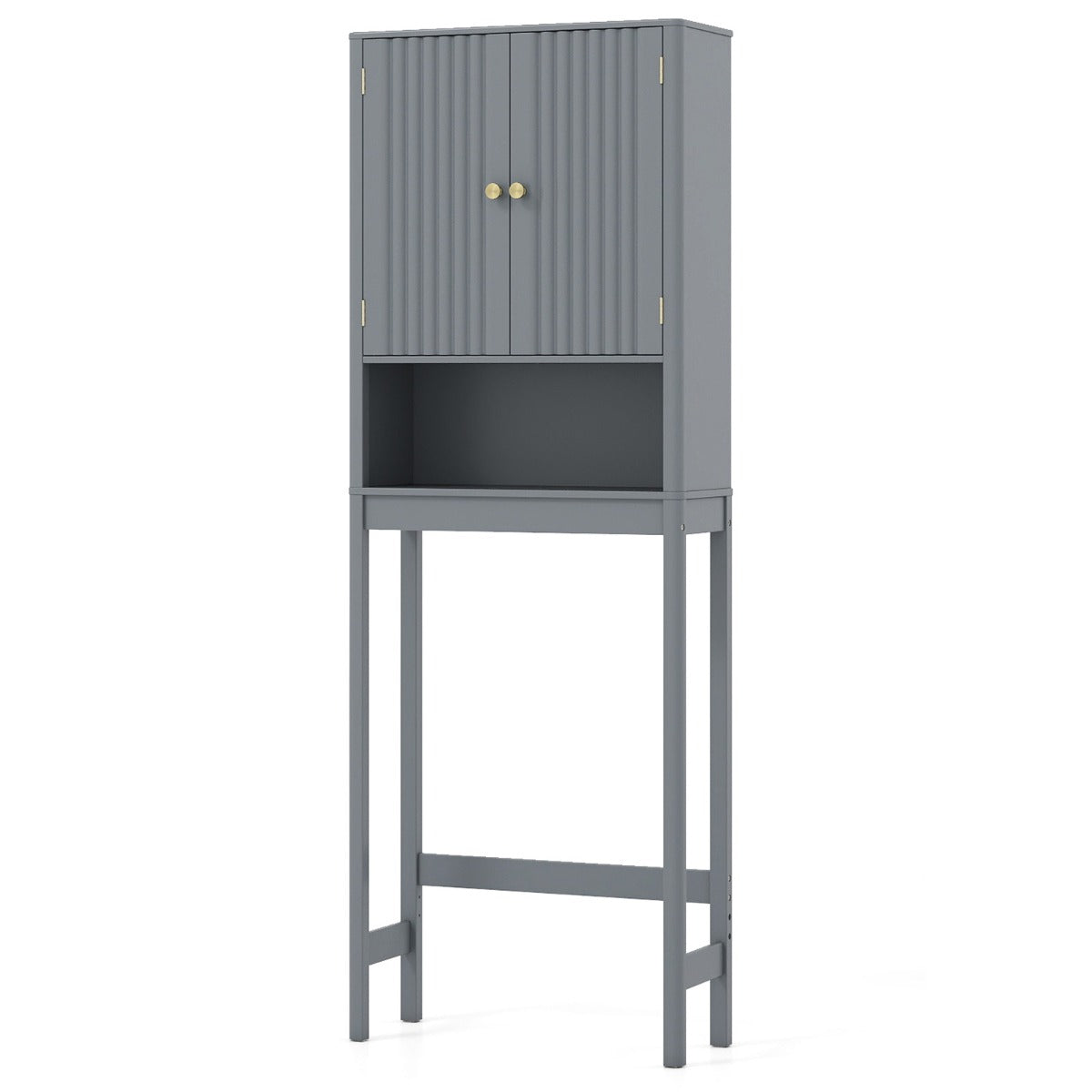 Livsk costway toiletplank toiletplank met verstelbare planken toiletkast met kastje grijs 1 3