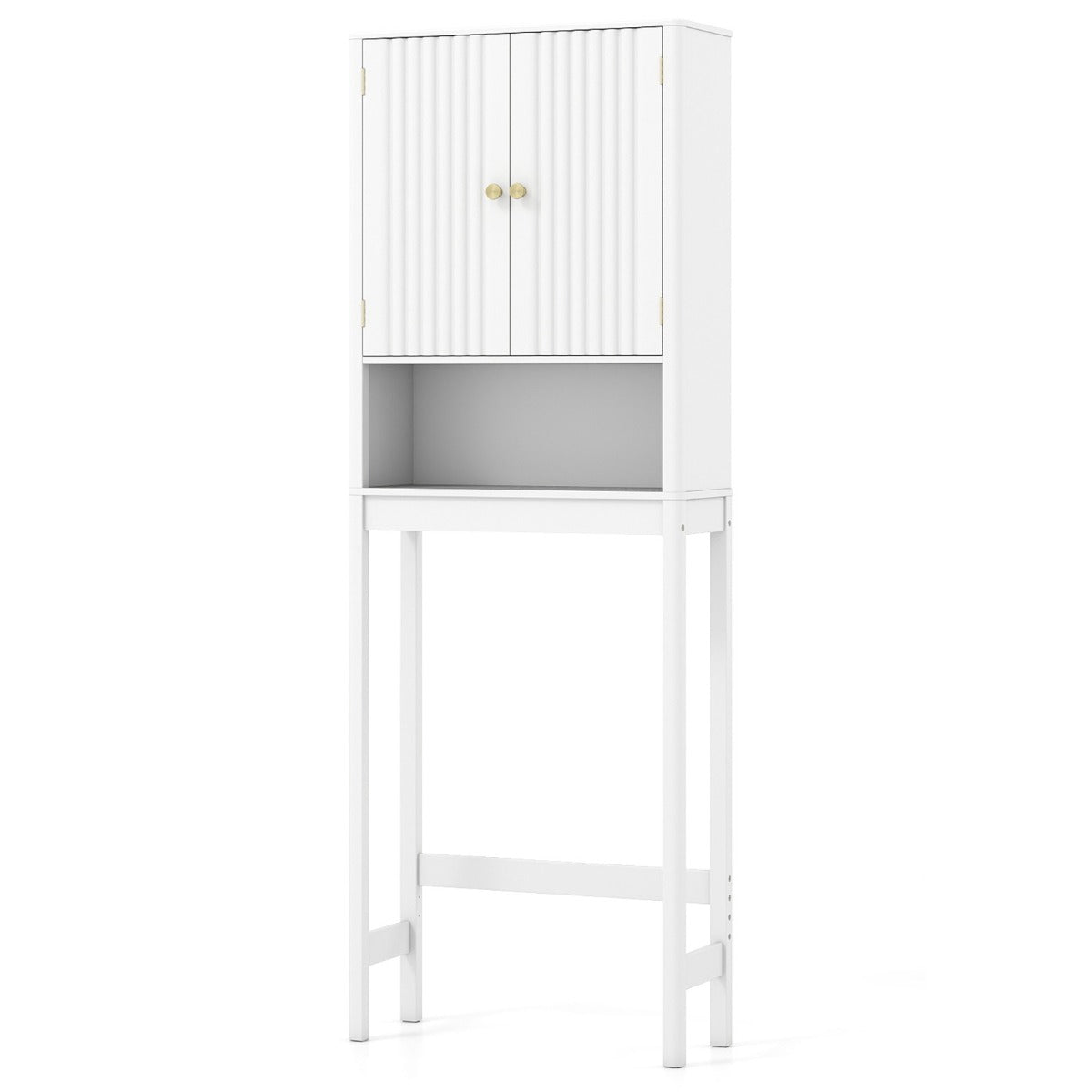 Livsk costway toiletplank toiletplank met verstelbare planken toiletkast met kastje wit 1 1