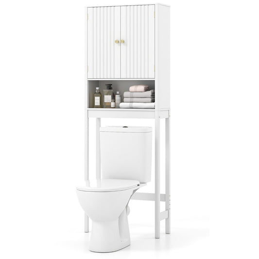 Livsk costway toiletplank toiletplank met verstelbare planken toiletkast met kastje wit