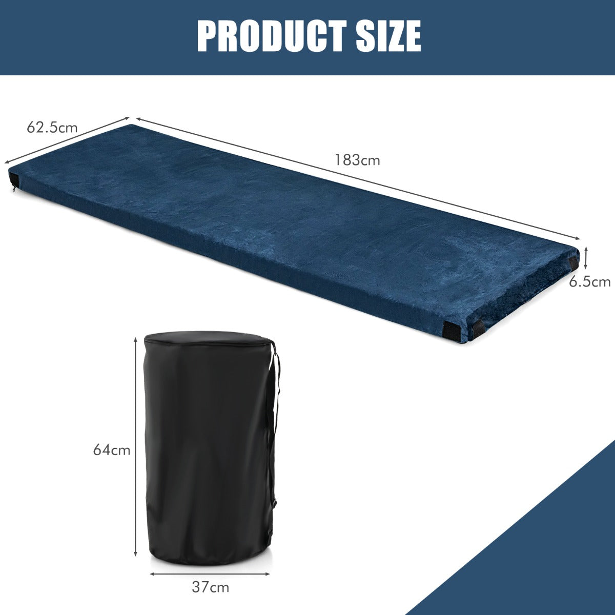 LIVSK Campingmatras - Traagschuim 6,5 cm - Waterdicht en Wasbaar - Lichtgewicht en Draagtas - Voor Binnen en Buiten - Blauw