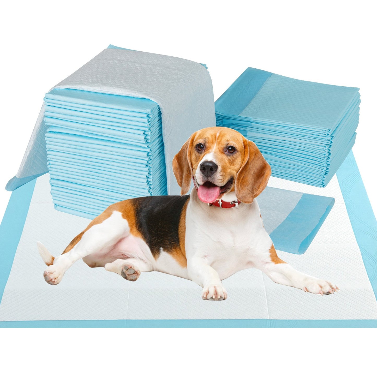 LIVSK Honden- en Puppy-Urinepads - 6-laags Ontwerp - 150 Stuks - Geschikt voor Honden, Katten en Meer - 90 x 60 cm - Blauw+Wit