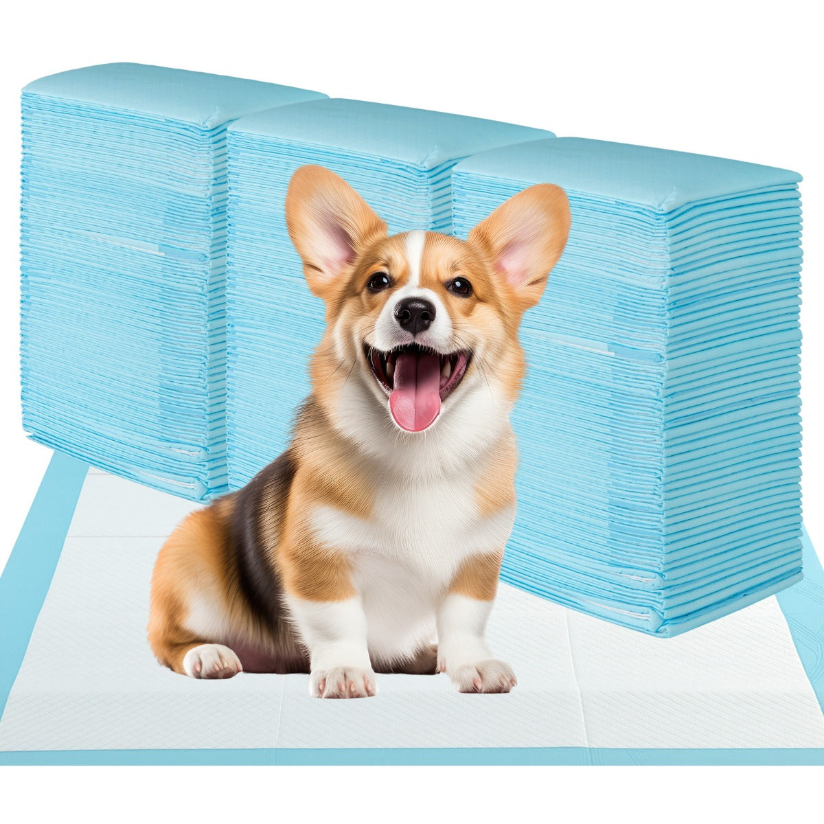 LIVSK Honden- en Puppy-Urinepads - 6-laags Ontwerp - 150 Stuks - Geschikt voor Honden, Katten en Meer - 90 x 60 cm - Blauw+Wit