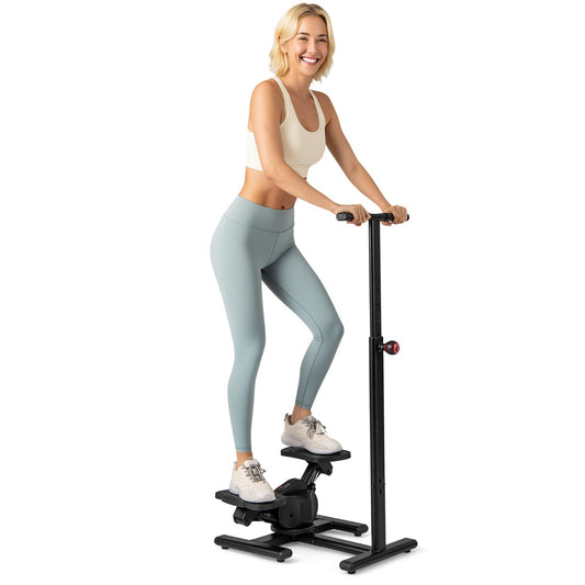 LIVSK Twist Stepper - 360° Draaibeweging - Verstelbaar Stuur - Hydraulische Weerstand - LCD-Display - Tot 136 kg - Zwart
