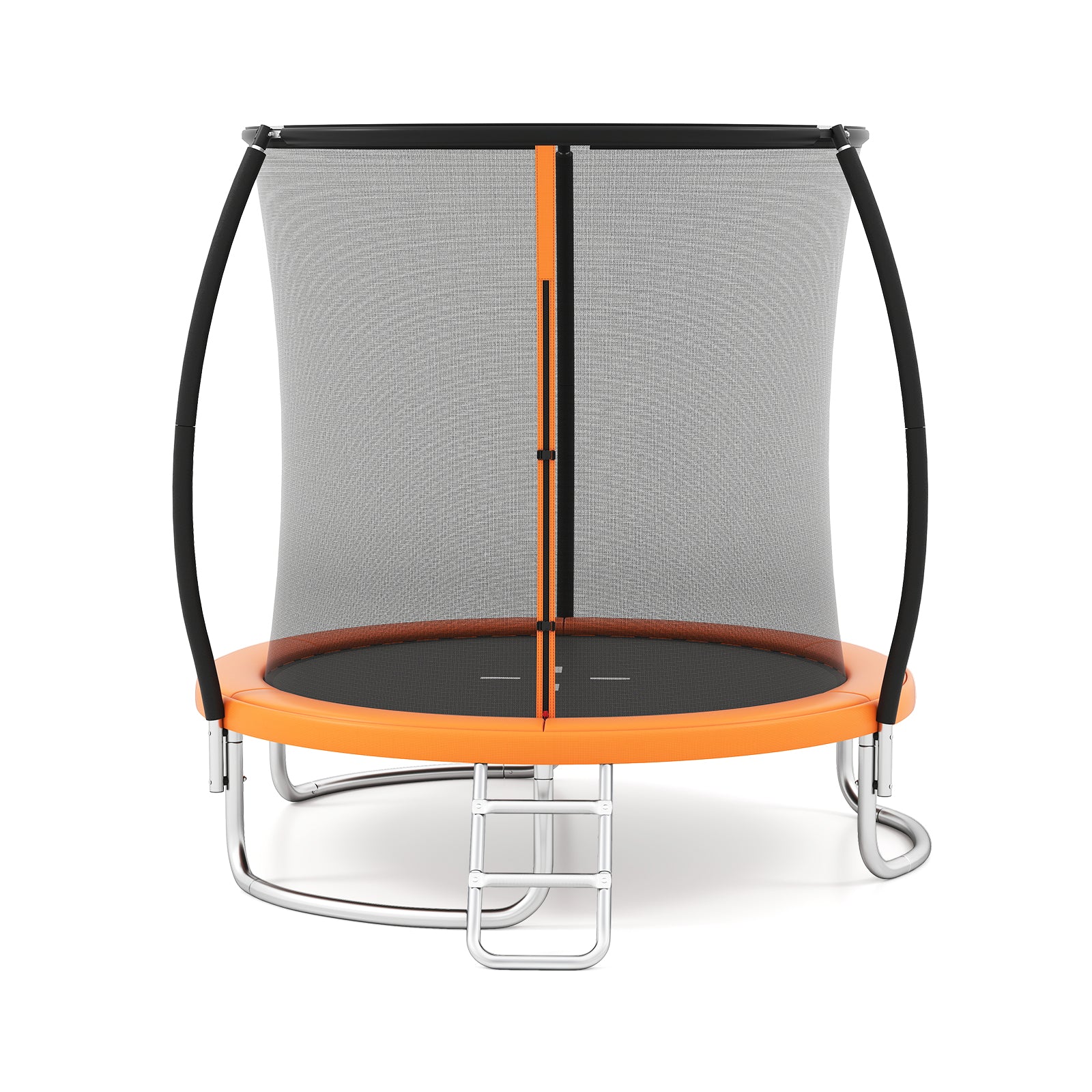 LIVSK Tuintrampoline met Veiligheidsnet en Ladder - Ø244 cm - Gebogen Stangen voor Stabiliteit - Voor Kinderen 3+ - Oranje