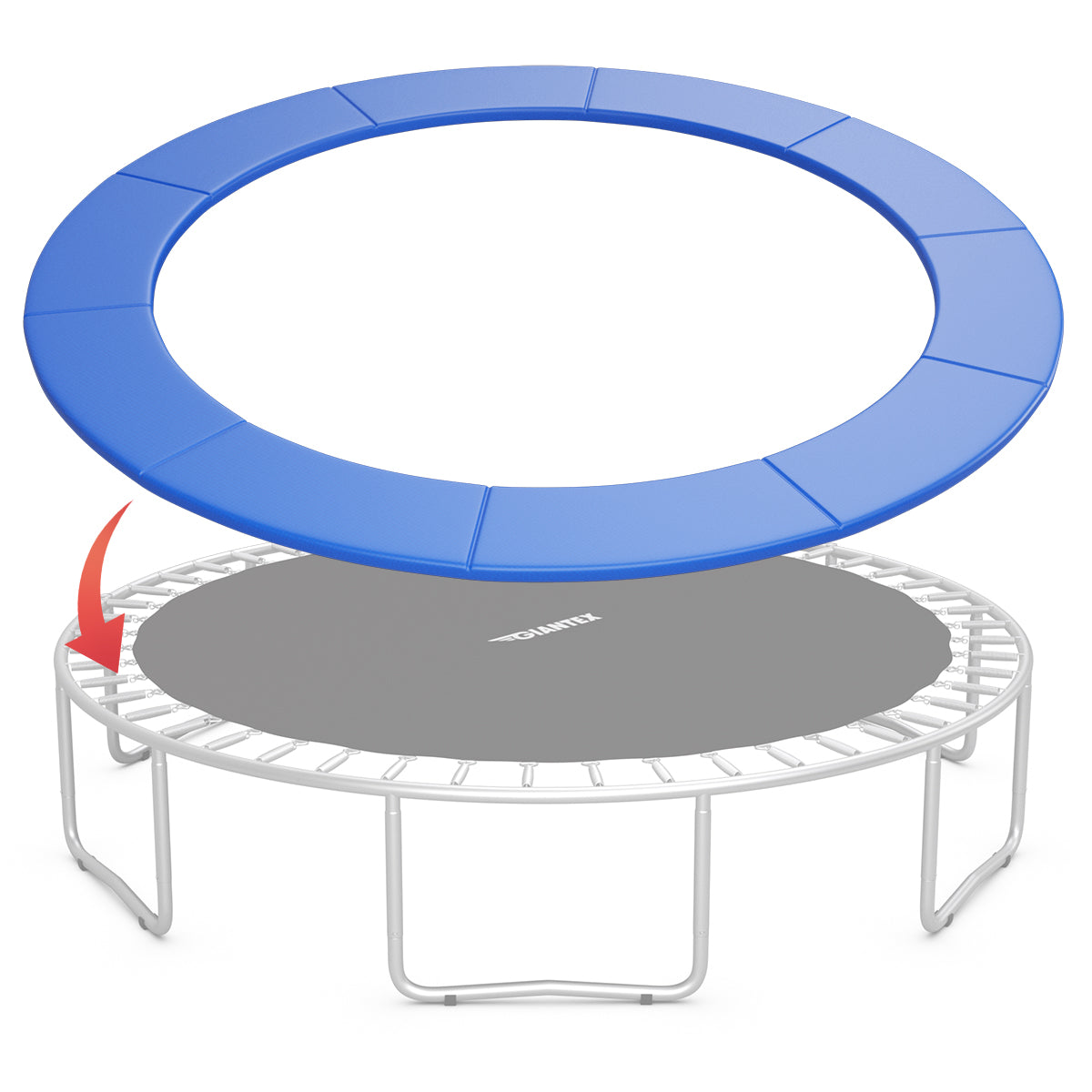 Livsk costway trampoline matras 427cm x 427cm x 10cm trampoline oefening fitness gymnastiek trampoline pad blauw