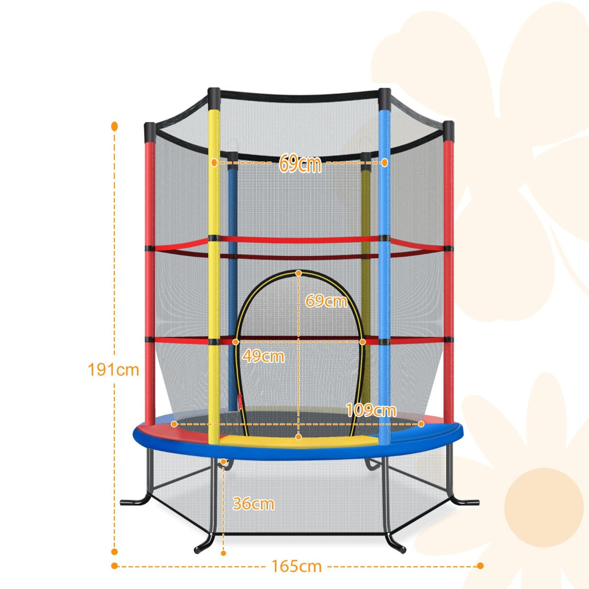 LIVSK Peutert trampoline - 360° Veiligheidsnet - 30 Spankoorden voor Springplezier - Tot 135 kg - Diverse kleuren