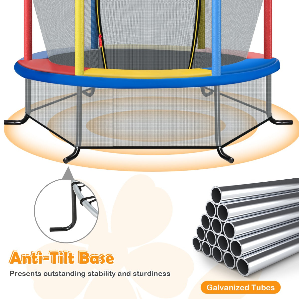 LIVSK Peutert trampoline - 360° Veiligheidsnet - 30 Spankoorden voor Springplezier - Tot 135 kg - Diverse kleuren