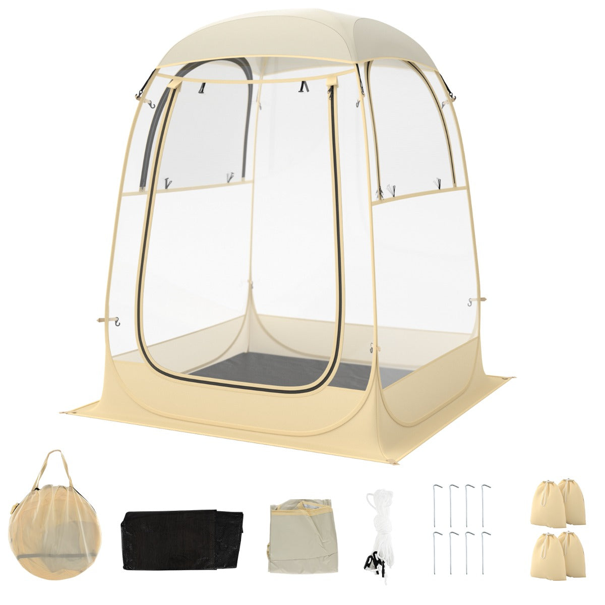 LIVSK Outdoor Luchtkussentent - Pop-up Structuur - Weerbestendig - Panoramisch Zicht voor 1-2 Personen - 128 x 128 x 158 cm -