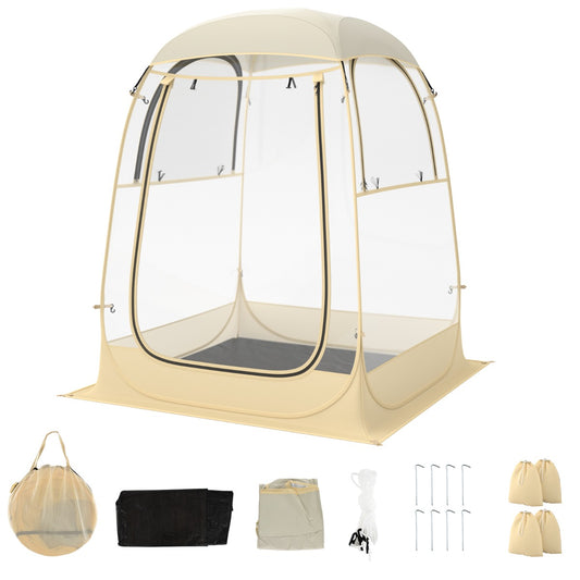LIVSK Outdoor Luchtkussentent - Pop-up Structuur - Weerbestendig - Panoramisch Zicht voor 1-2 Personen - 128 x 128 x 158 cm -