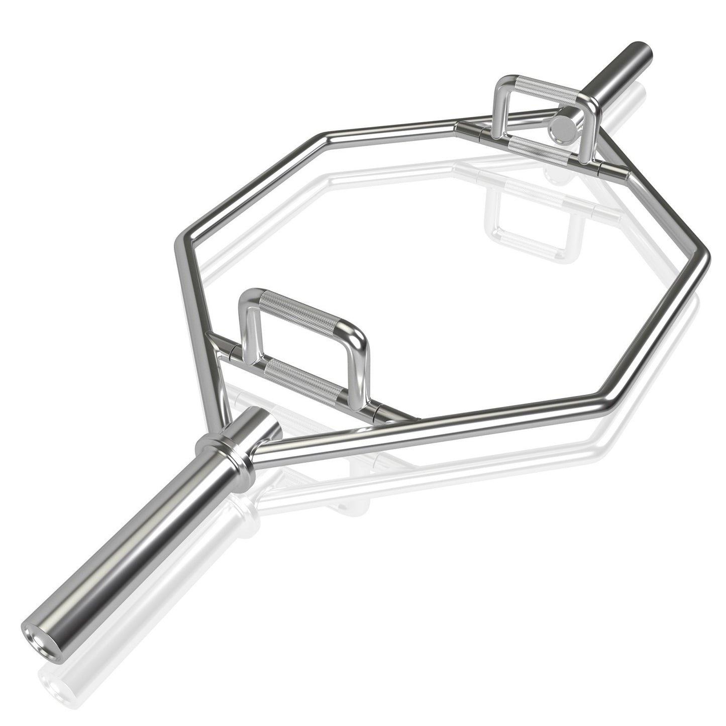 LIVSK Olympische Trap Bar - Stalen Haltersstang voor Full-body Training - Tot 363 kg - Opvouwbare Handgrepen - Zilver
