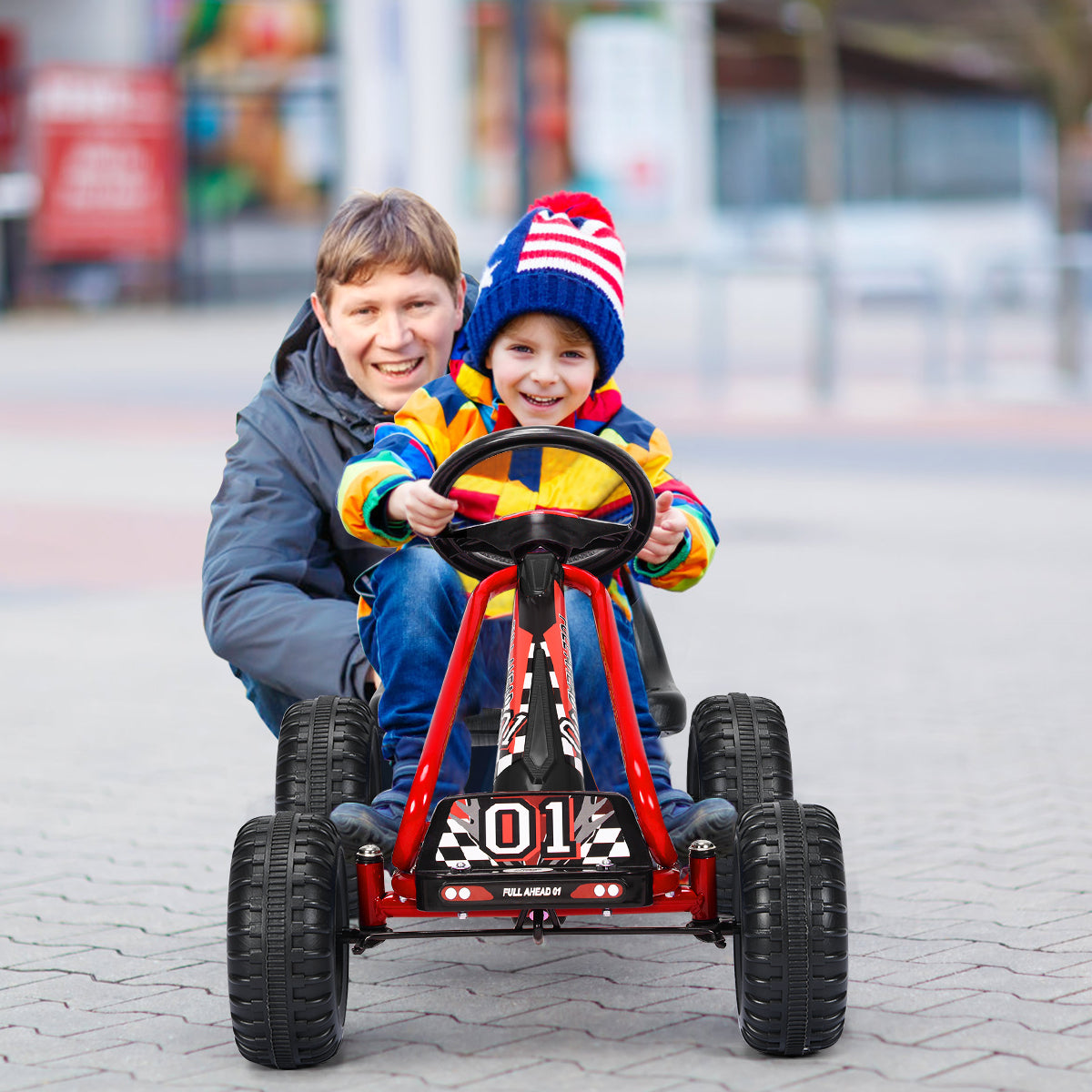 LIVSK Verstelbare Trapauto - Pedaalaandrijving - Antislip Wielen - Voor Kinderen van 3-6 Jaar - Tot 30 kg - Zoals afgebeeld