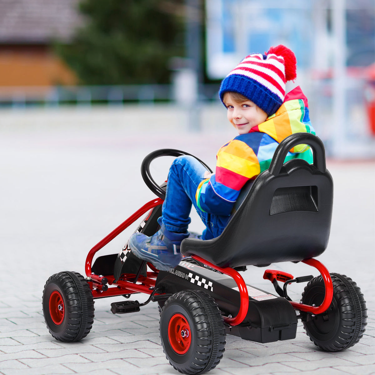LIVSK Verstelbare Trapauto - Pedaalaandrijving - Antislip Wielen - Voor Kinderen van 3-6 Jaar - Tot 30 kg - Zoals afgebeeld