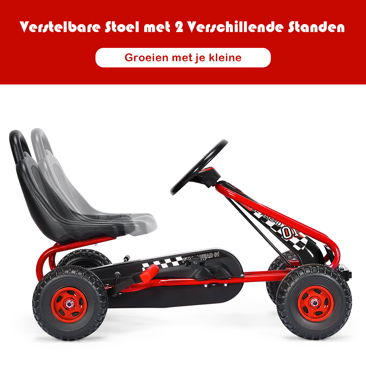 LIVSK Verstelbare Trapauto - Pedaalaandrijving - Antislip Wielen - Voor Kinderen van 3-6 Jaar - Tot 30 kg - Zoals afgebeeld