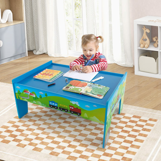LIVSK 80-delige Speeltafelset - 2-in-1 Omkeerbaar Bureaublad - Educatief en Creatief - Voor Kinderen vanaf 3 jaar - Veelkleurig