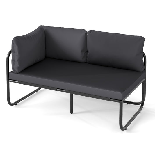 LIVSK Terras Tweezitter - Stevig Metalen Frame - Ademend en Kleurvast - Comfortabele Kussens - Tot 300 kg - Grijs en Zwart