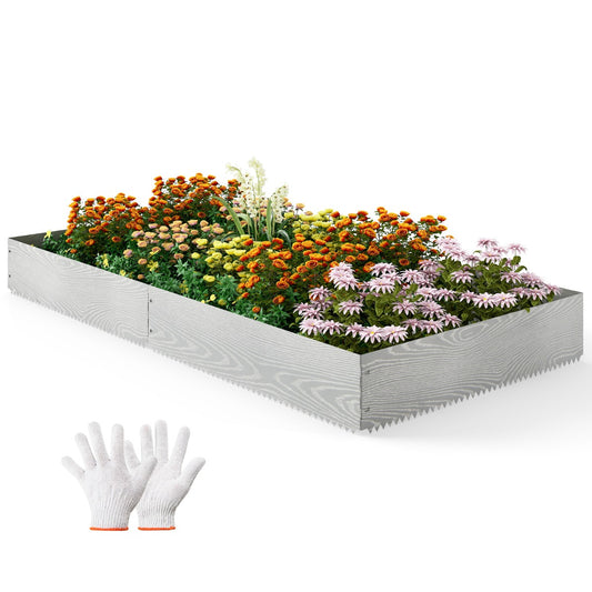LIVSK Metalen Tuinranden Set - Gegalvaniseerd - Eenvoudige Installatie met Handschoenen - Flexibel en Duurzaam - Zilver