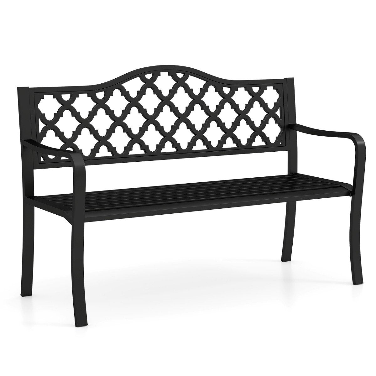 LIVSK Metalen Tuinbank - Duurzaam en Comfortabel voor 2-3 Personen - Draagvermogen 300 kg - Aantrekkelijk Design - Zwart