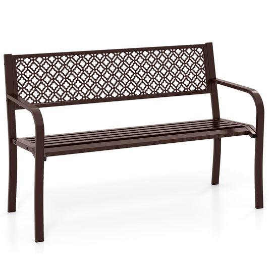 LIVSK Weerbestendige Parkbank voor 2-3 Personen - Robuuste Metaalconstructie - 360 kg Draagvermogen - 127 x 59 x 82 cm - Grijs