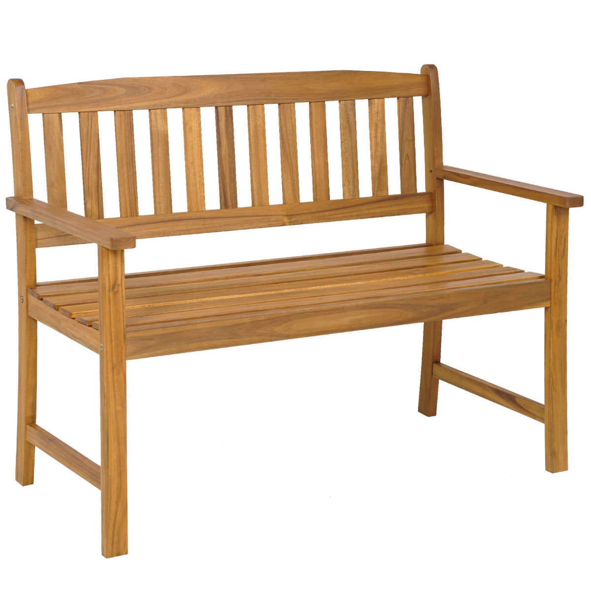 LIVSK Massieve Acaciahouten Tuinbank voor 2 Personen - Ergonomische Armleuningen - Belastbaar tot 360 kg - Natuur