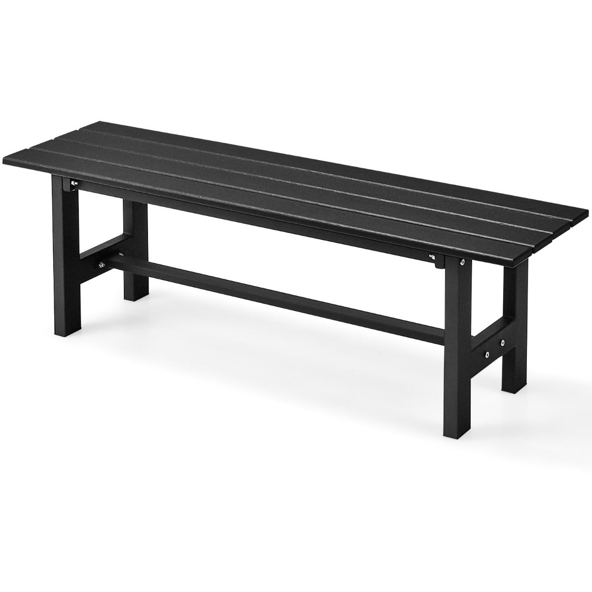 LIVSK Tuinbank 2-Zits - Weerbestendig HDPE en Metaal - Ergonomisch Design - Draagvermogen 300 kg - 120 x 36 x 40,5 cm - Zwart