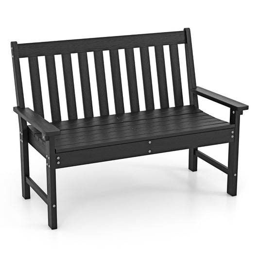 LIVSK Weerbestendige Tuinbank - HDPE - Comfortabel en Onderhoudsvriendelijk - Draagvermogen 320 kg - 132 x 65 x 91 cm - Zwart