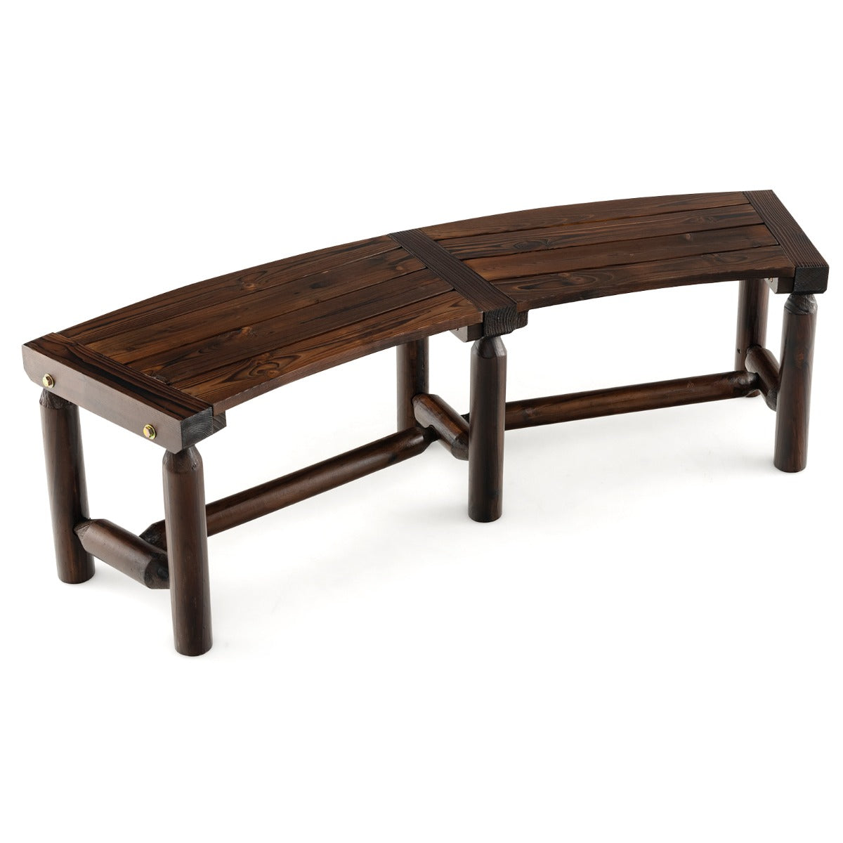 LIVSK Gebogen Tuinbank - Carbonisatiebehandeld Dennen- en Grenenhout - Ruim voor 2 Personen - Tot 325 kg - 139 x 36 x 41 cm -