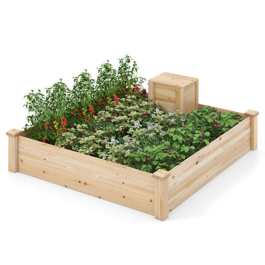 LIVSK Houten Plantenbak met Compostbak - 0,3 m³ Inhoud - Eenvoudige Montage - Duurzaam Sparrenhout - Natuurlijk