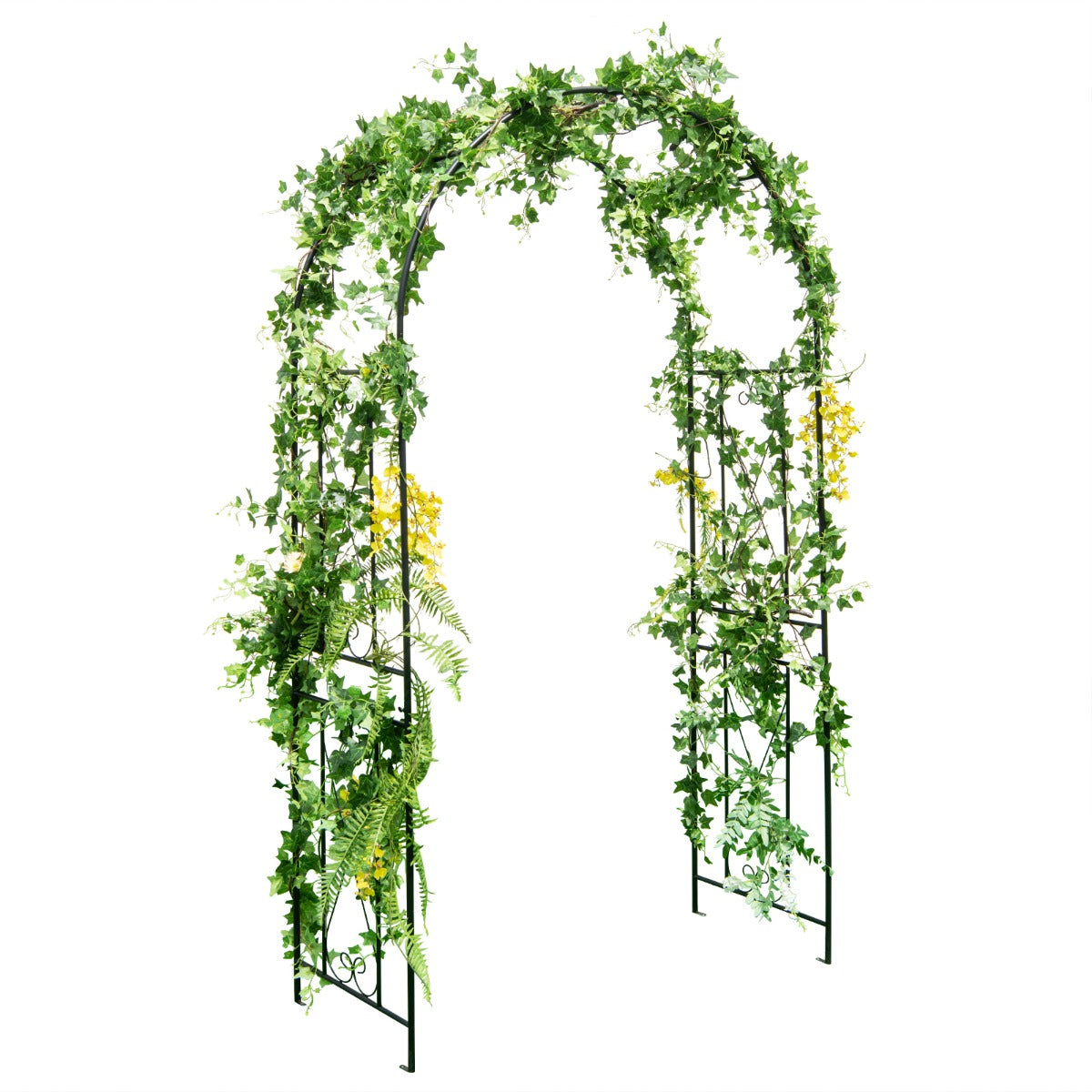 Livsk costway tuinboog 220 cm stevige metalen boog pergola decoratie plantensteun voor de binnenplaats