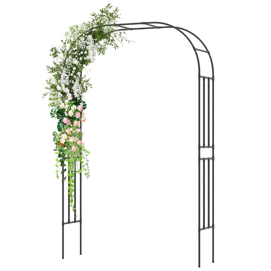 Livsk costway tuinboog met metalen hekwerk voor klimplanten steun voor wijnstokken en bloemen decoratief tuinhek voor huwelijksceremonie